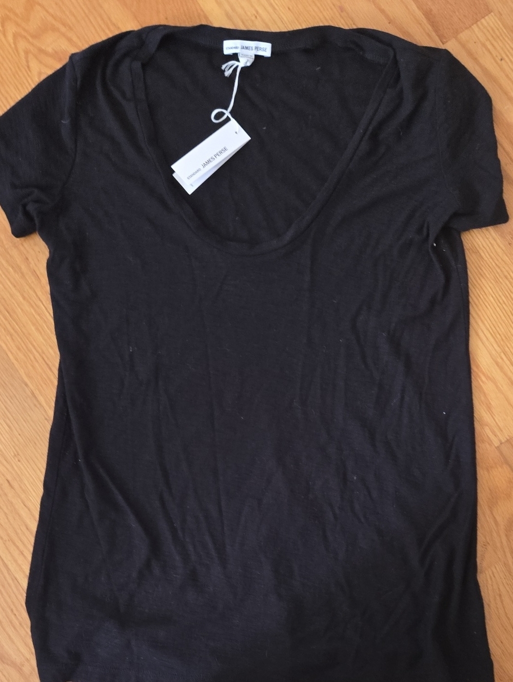 NWT James Perse Black Scoop-Neck Short Sleeve Tee